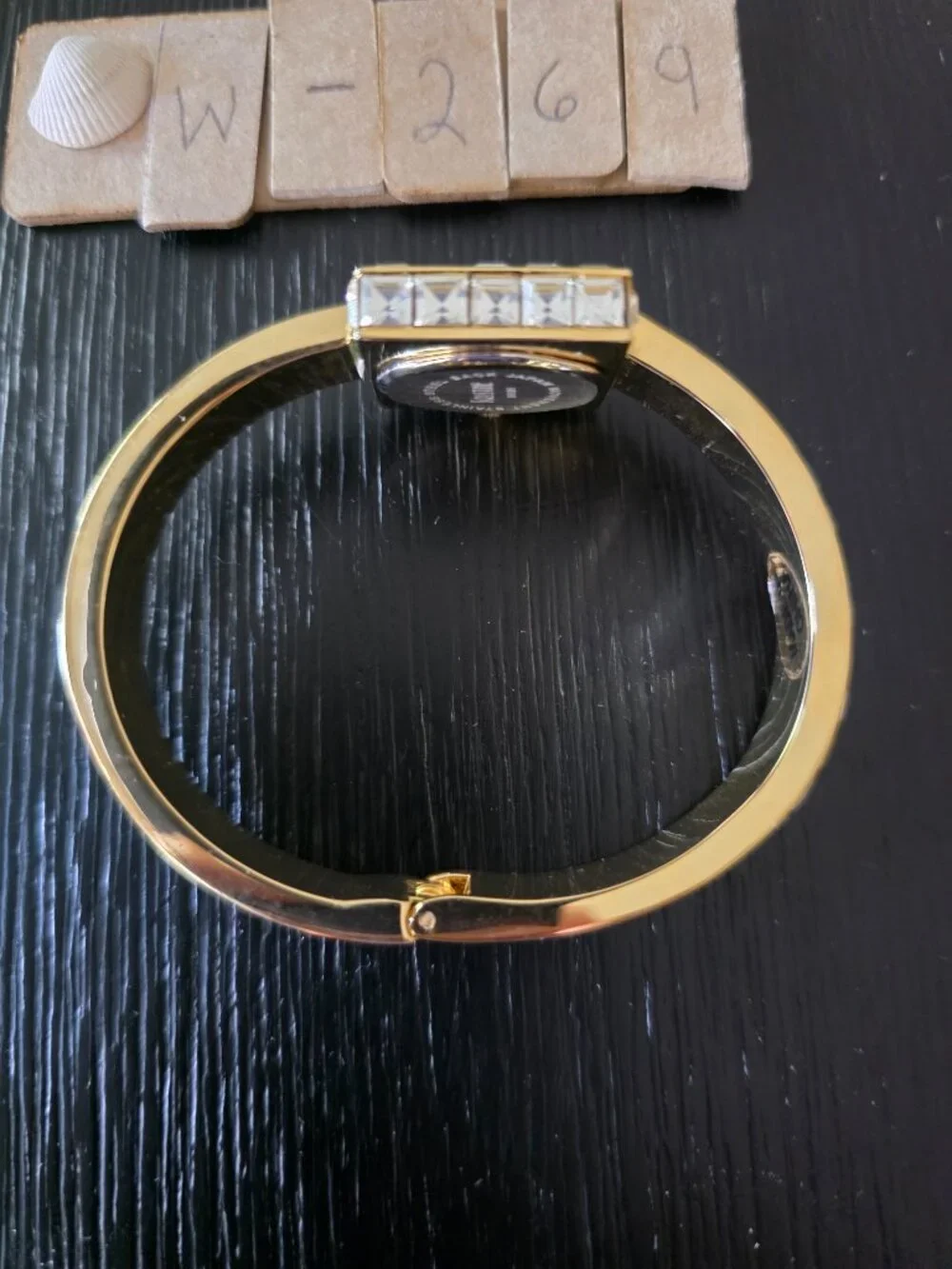 Kristine fashion  cuff style 8in circumference 7/8 in face clear jewels